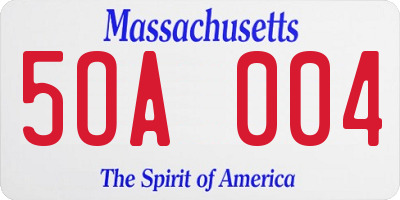 MA license plate 5OA004