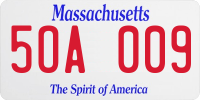 MA license plate 5OA009
