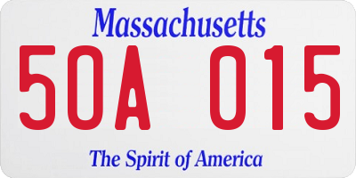 MA license plate 5OA015