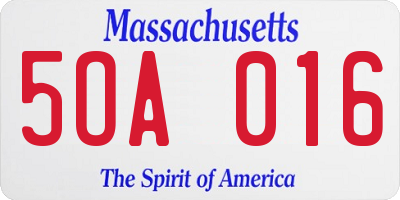 MA license plate 5OA016