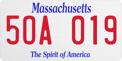 MA license plate 5OA019