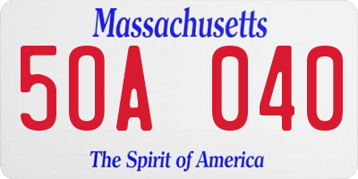 MA license plate 5OA040
