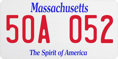 MA license plate 5OA052