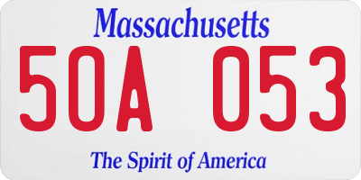 MA license plate 5OA053