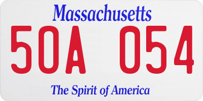 MA license plate 5OA054