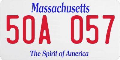 MA license plate 5OA057