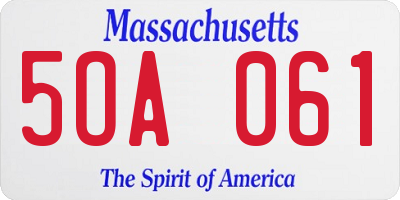 MA license plate 5OA061