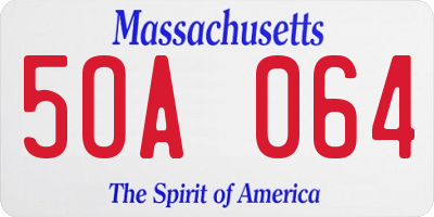 MA license plate 5OA064