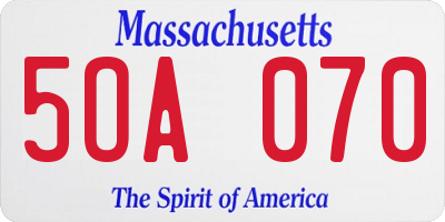 MA license plate 5OA070