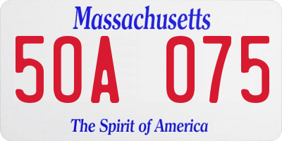 MA license plate 5OA075