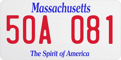 MA license plate 5OA081