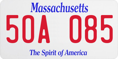 MA license plate 5OA085