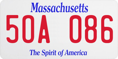 MA license plate 5OA086