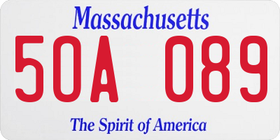 MA license plate 5OA089