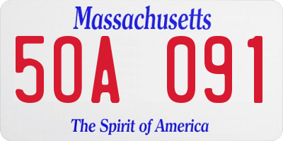 MA license plate 5OA091