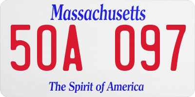 MA license plate 5OA097