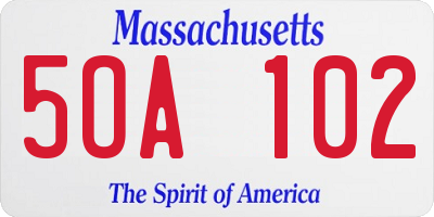 MA license plate 5OA102