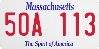 MA license plate 5OA113