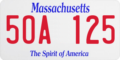 MA license plate 5OA125