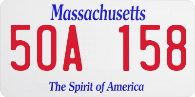 MA license plate 5OA158