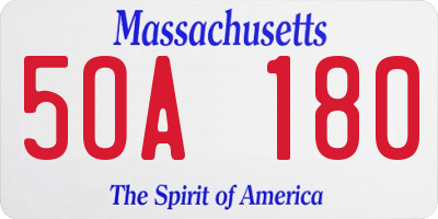 MA license plate 5OA180