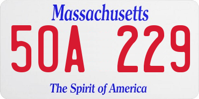 MA license plate 5OA229