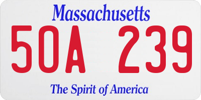 MA license plate 5OA239