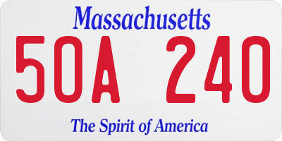 MA license plate 5OA240