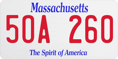 MA license plate 5OA260