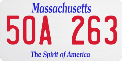 MA license plate 5OA263