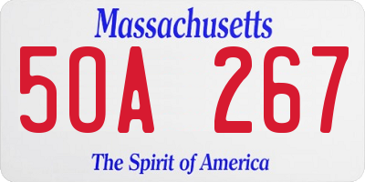 MA license plate 5OA267