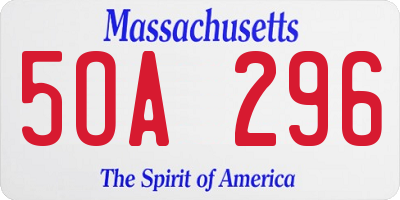 MA license plate 5OA296