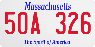 MA license plate 5OA326