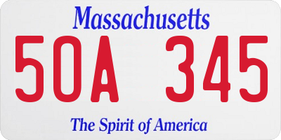 MA license plate 5OA345