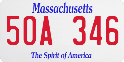 MA license plate 5OA346