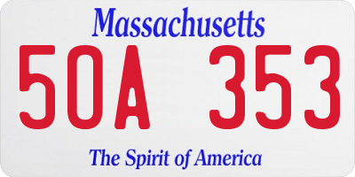 MA license plate 5OA353