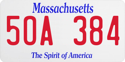 MA license plate 5OA384