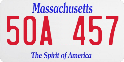 MA license plate 5OA457