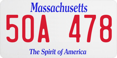 MA license plate 5OA478