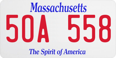 MA license plate 5OA558
