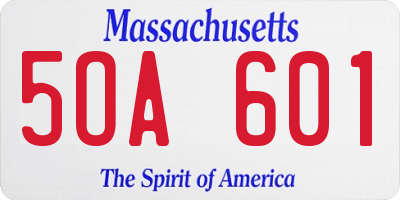 MA license plate 5OA601