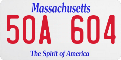 MA license plate 5OA604