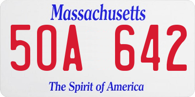MA license plate 5OA642