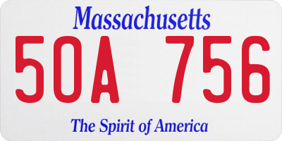MA license plate 5OA756