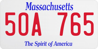 MA license plate 5OA765