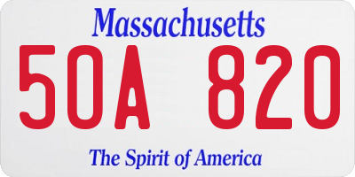 MA license plate 5OA820