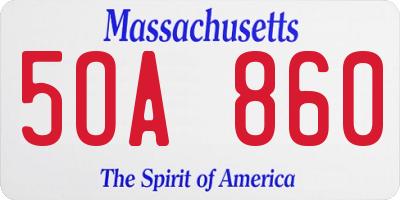 MA license plate 5OA860