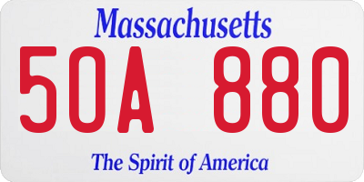 MA license plate 5OA880