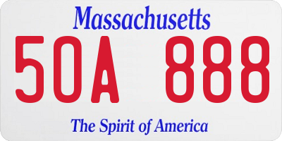 MA license plate 5OA888