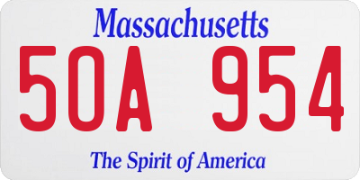 MA license plate 5OA954